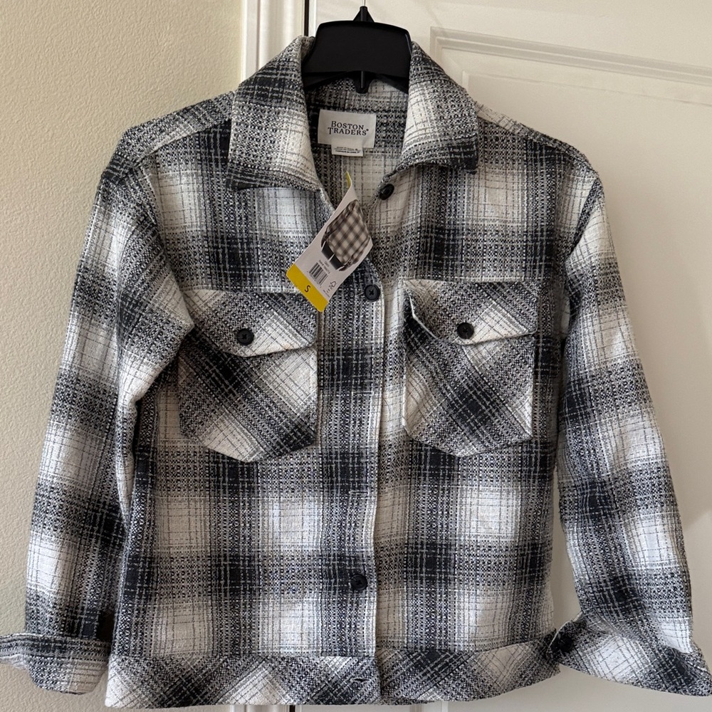 Boston Traders Black and White Plaid Jean Jacket